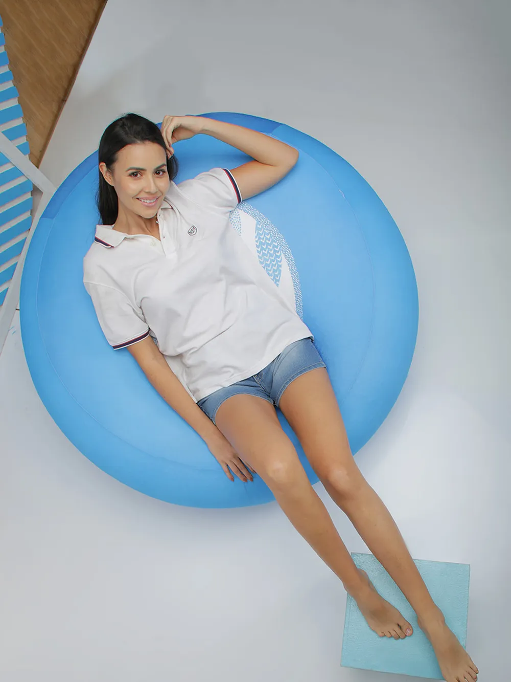 Floating Fish Patterned Light Blue Bean Bag (Beans Not Included) XL