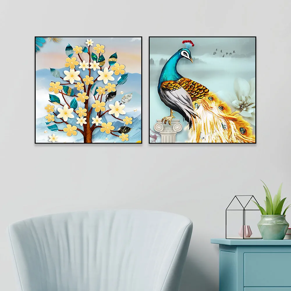 Flora &amp; Fauna Inspired Canvas Art Wall Frame Set of 2