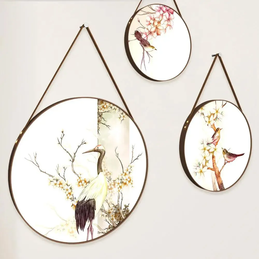 Floral Birds Round Framed Wall Art Set of 3