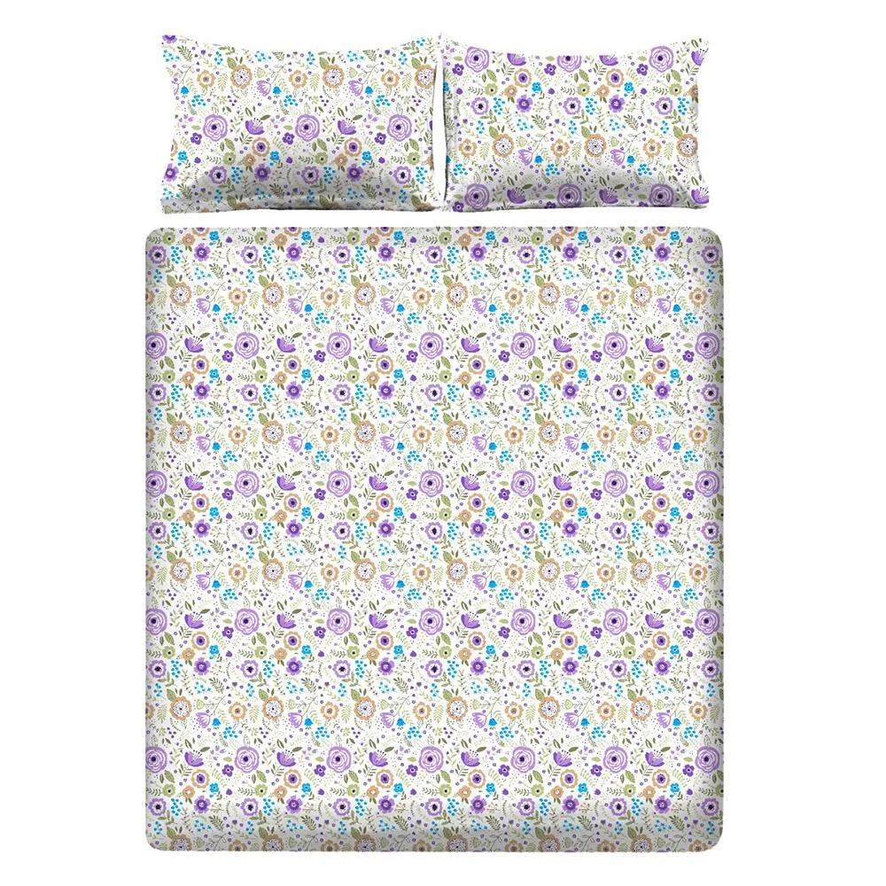 Floral Bloom Cotton Double Bedsheet with Pillow Covers