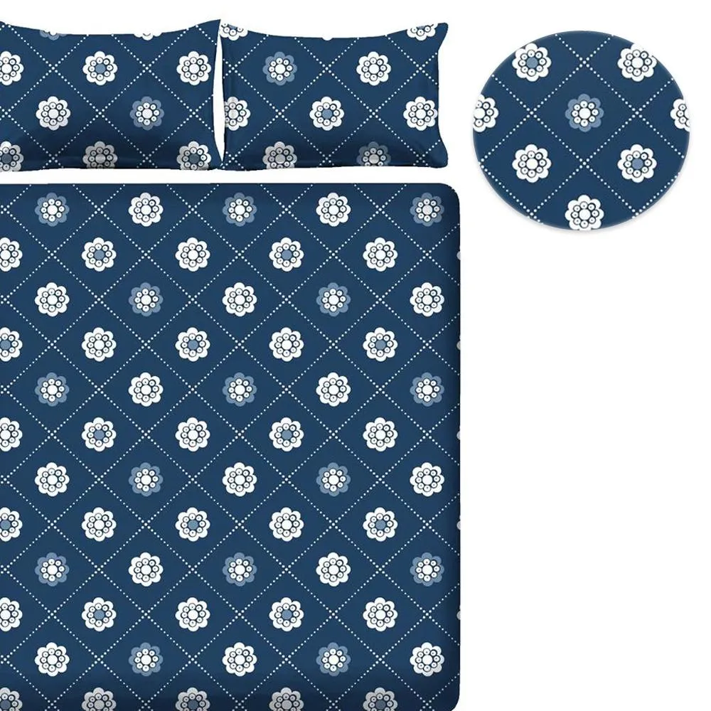 Floral Bloom Cotton Double Bedsheet with Pillow Covers
