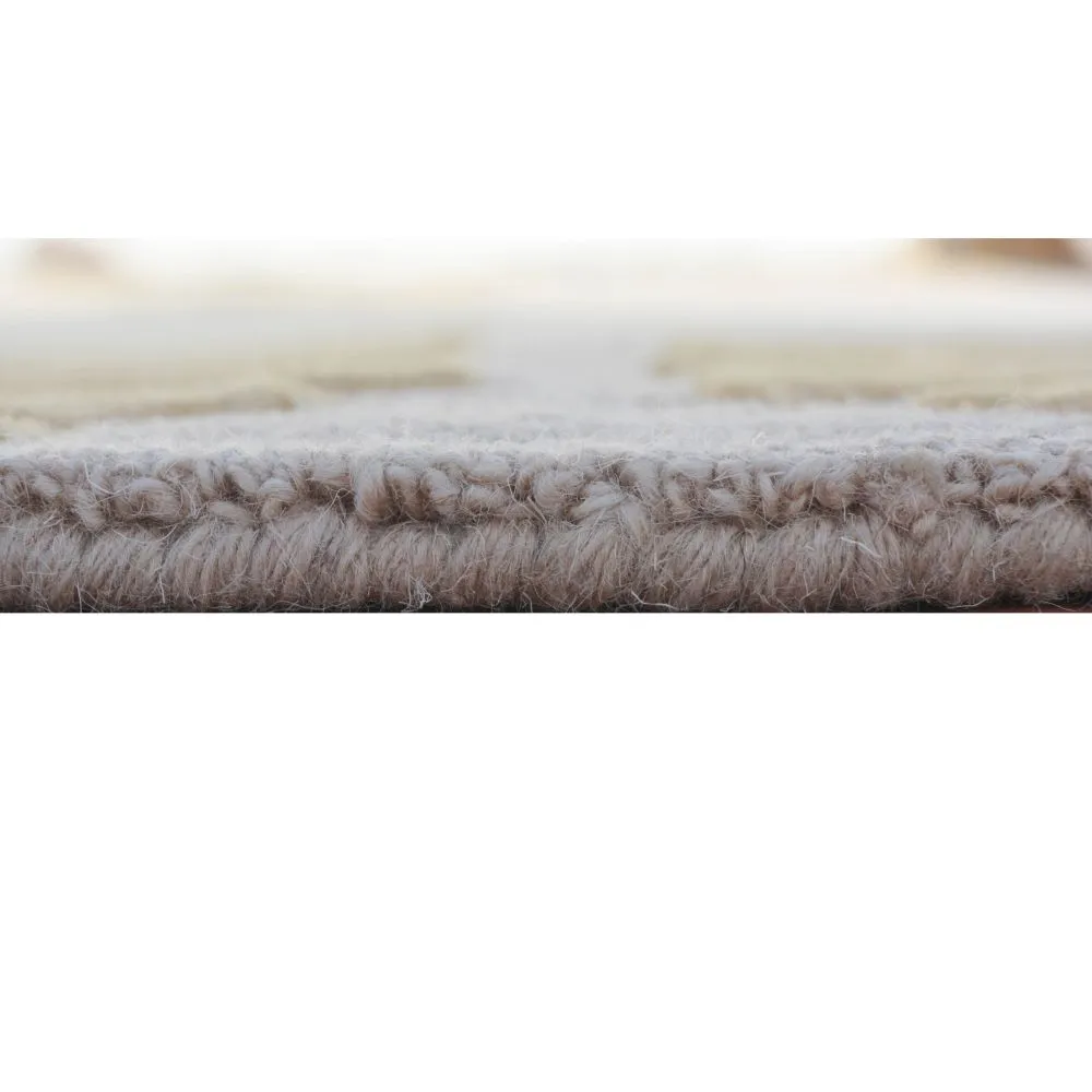 Floral Bordered Minimalist Golden & Beige Tufted Area Carpet 3X5ft