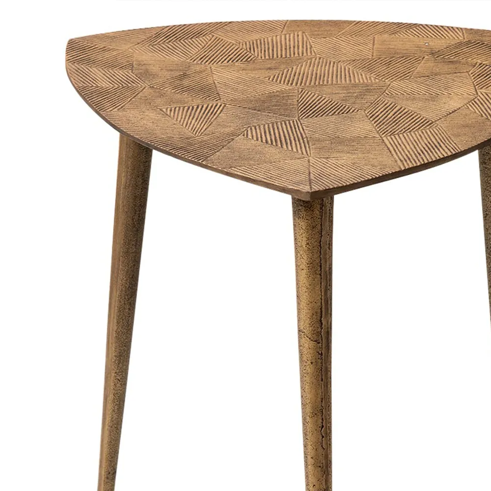 Floral Copper Colored Lustrous Chic Aluminum Side Table