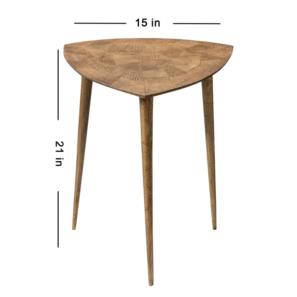 Floral Copper Colored Lustrous Chic Aluminum Side Table