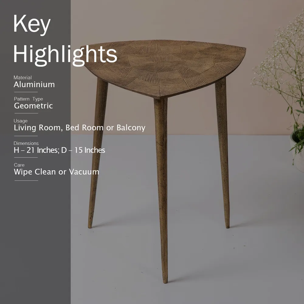 Floral Copper Colored Lustrous Chic Aluminum Side Table