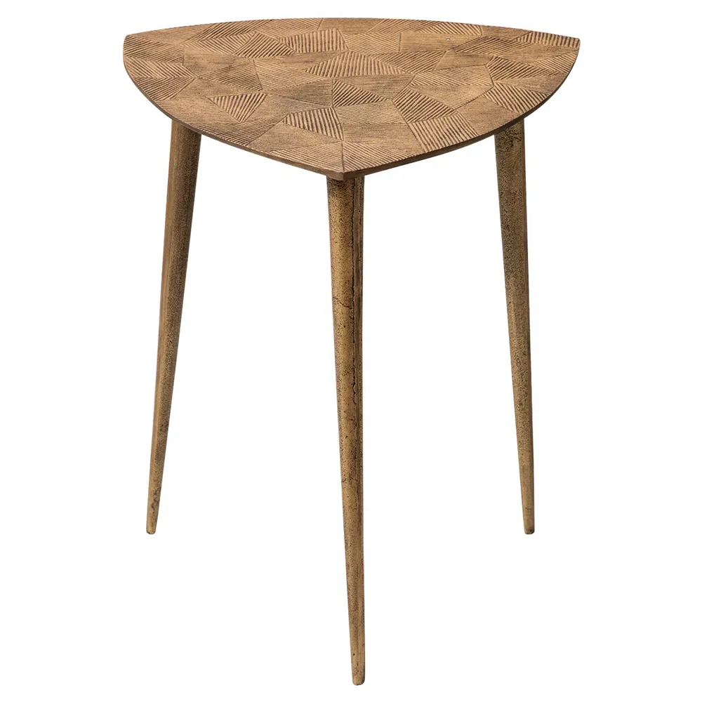 Floral Copper Colored Lustrous Chic Aluminum Side Table