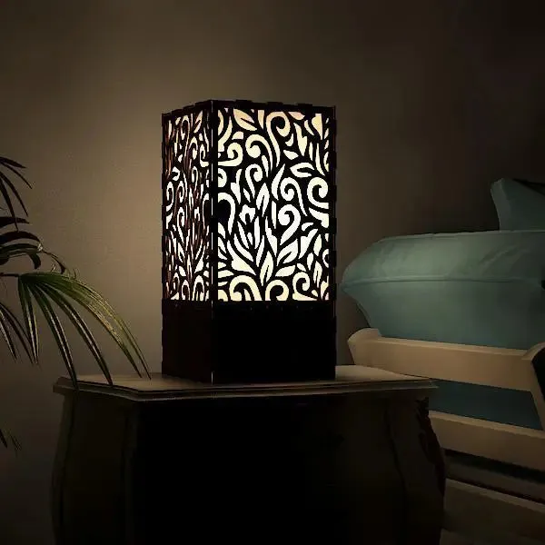 Floral Design Wood Table Lamp / Table Light / Modern Lamp