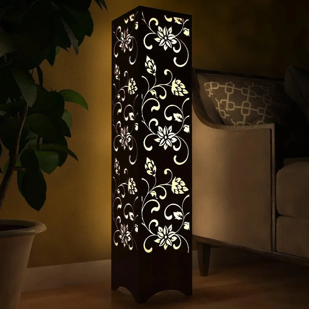 Floral Design Wooden Floor Lamp / Side Light / Modern Lamp