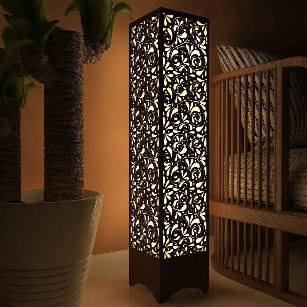 Floral Design Wooden Floor Lamp / Side Light / Modern Lamp