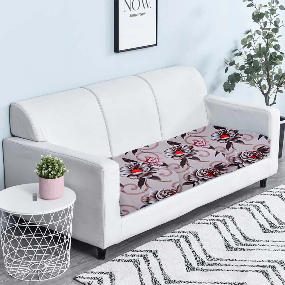 Floral Designer Beige Strechable Sofa Seat Cover Set of 2/4/6/8 Pack of 2