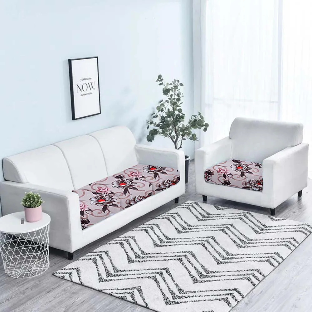 Floral Designer Beige Strechable Sofa Seat Cover Set of 2/4/6/8 Pack of 2