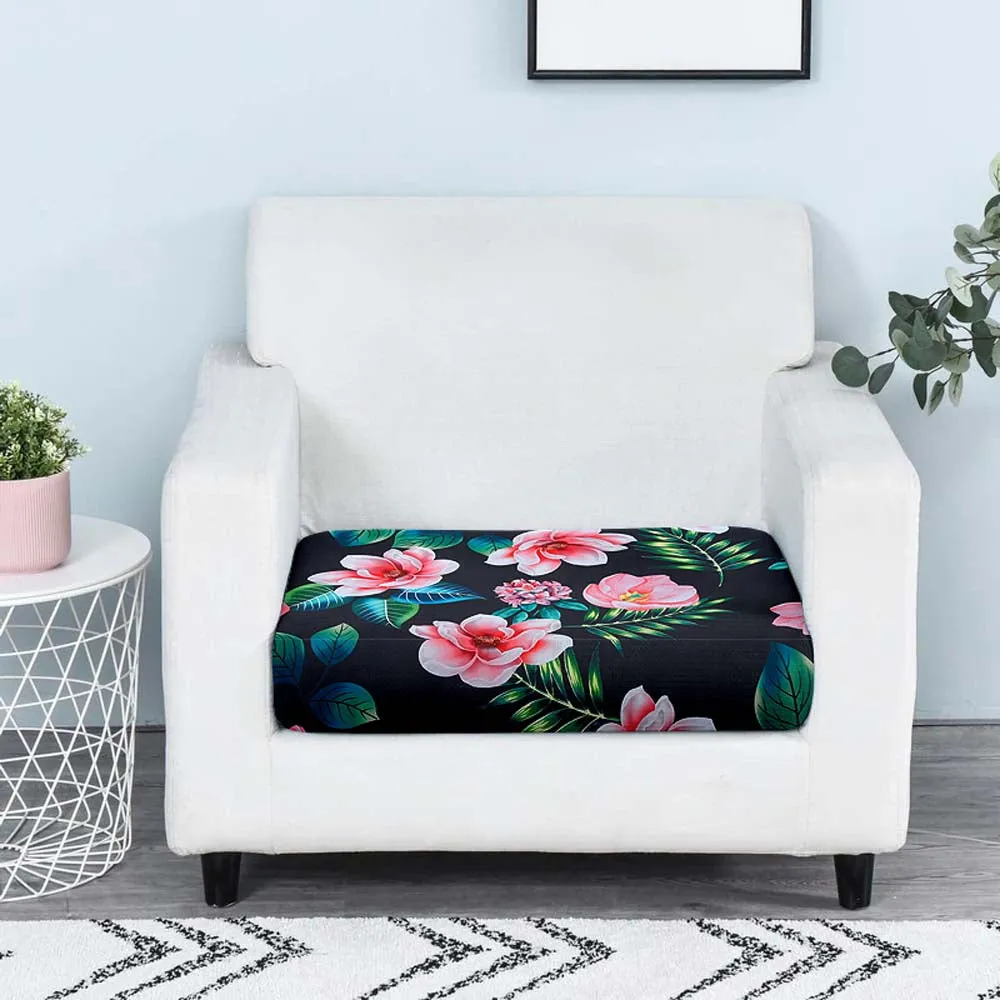Floral Designer Black Strechable Sofa Seat Cover Set of 2/4/6/8 Pack of 2