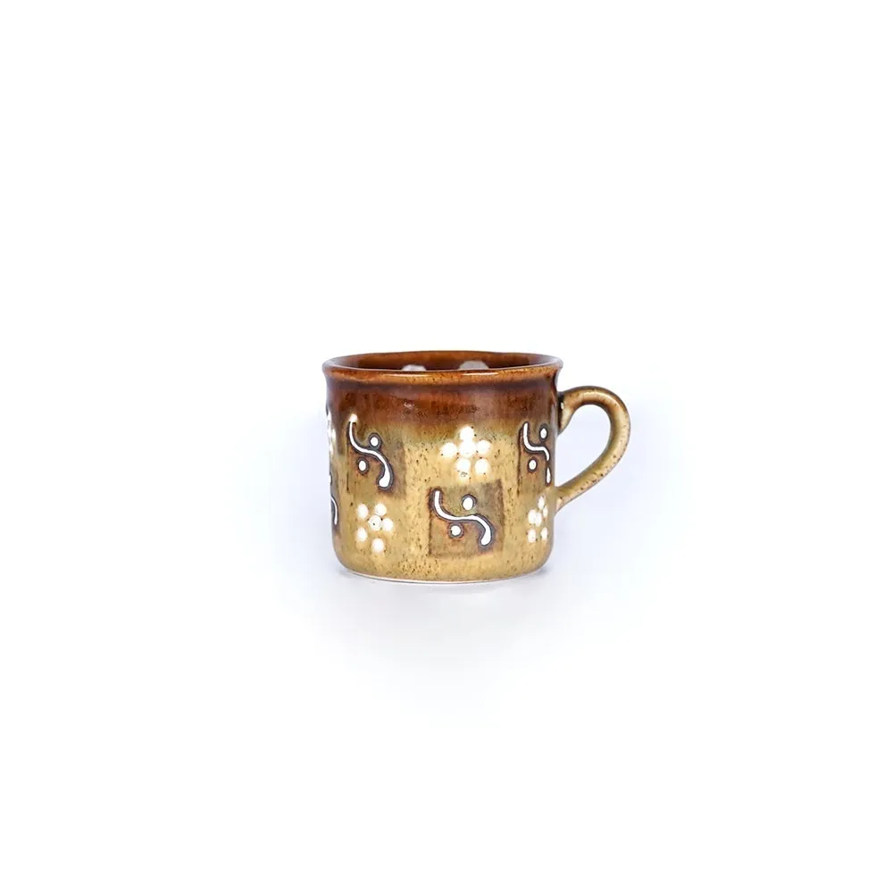 Floral Designer Handcrafted Ceramic Mugs Set of 6