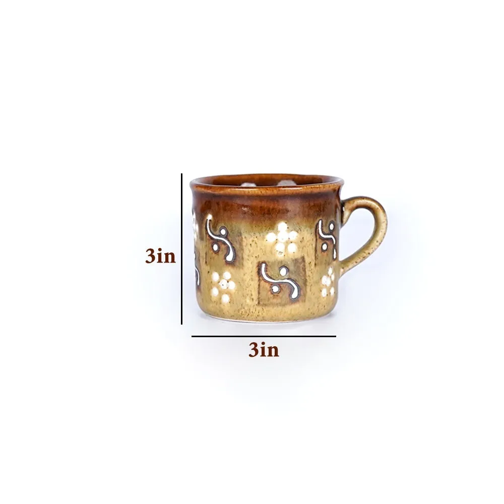 Floral Designer Handcrafted Ceramic Mugs Set of 6