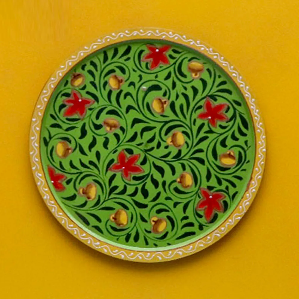 Floral Green Base 3 Wall Plates