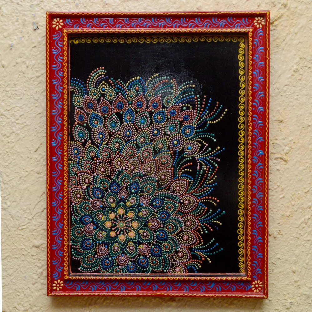 Floral Intricate Traditional Art Framed Wooden Wall Panel