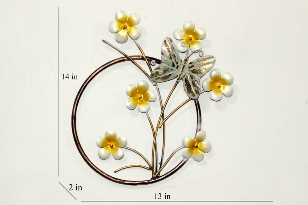 Floral Metallic Circular Ring Wall Decor (Multicolour, Bronze Finish)