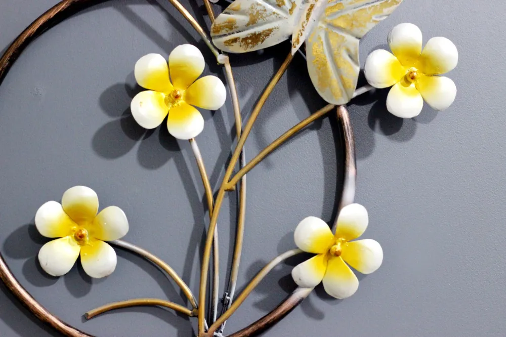 Floral Metallic Circular Ring Wall Decor (Multicolour, Bronze Finish)