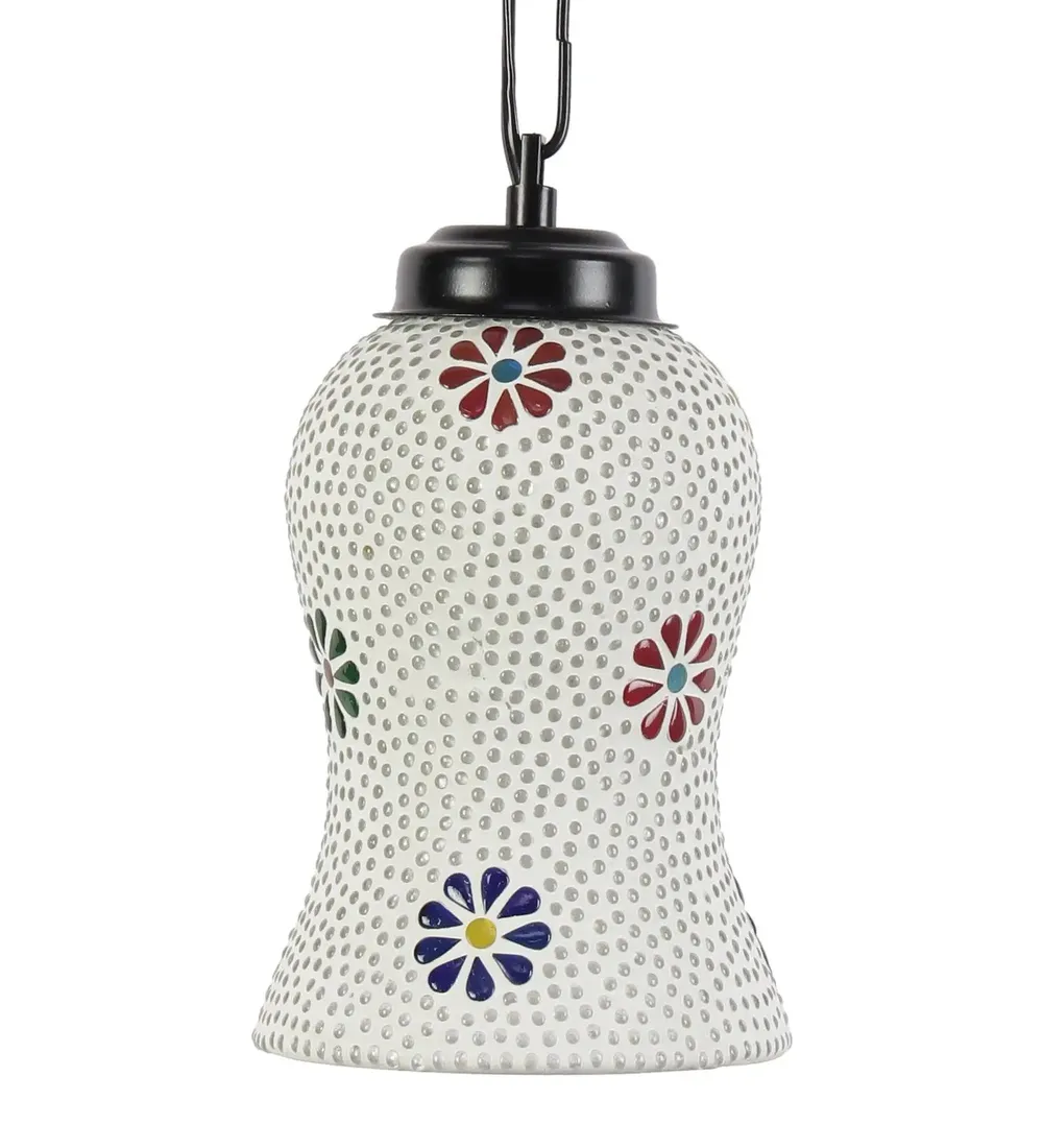 Floral Multicolor Mosaic Hanging Light