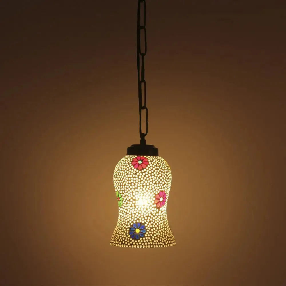 Floral Multicolor Mosaic Hanging Light
