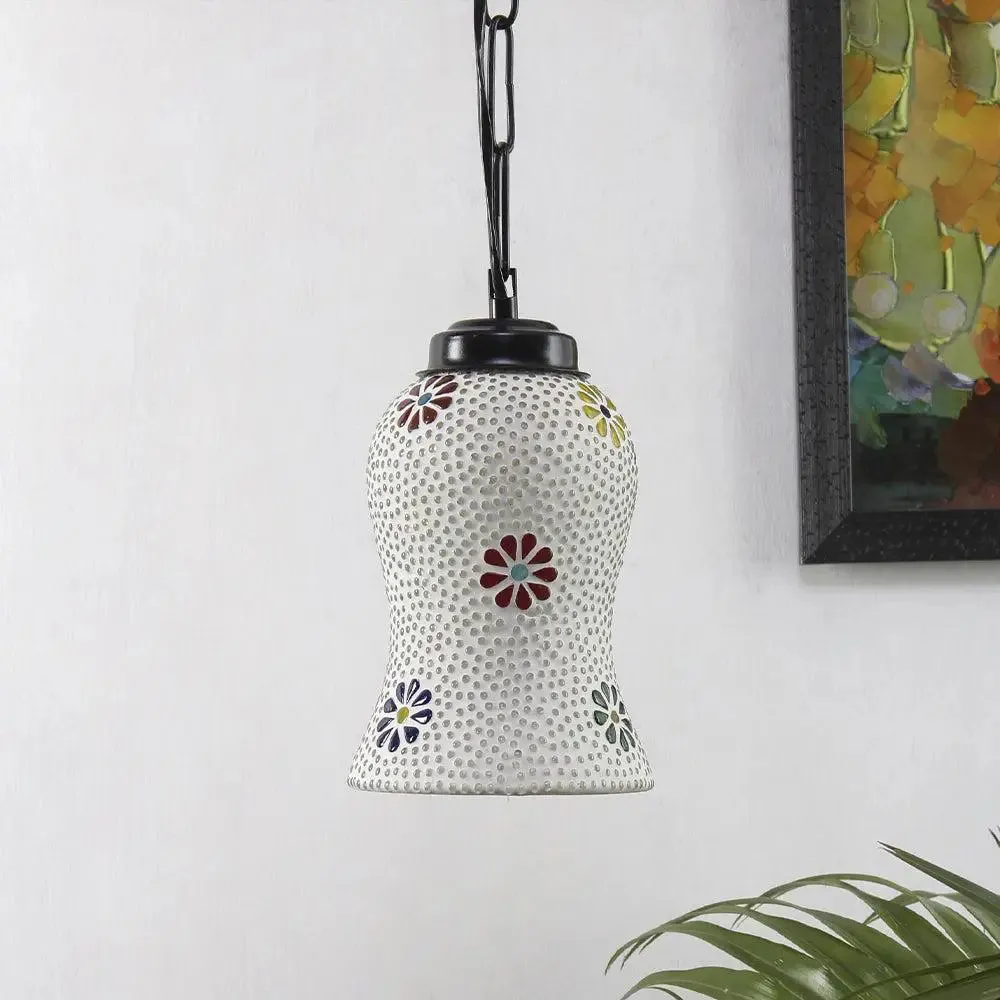 Floral Multicolor Mosaic Hanging Light