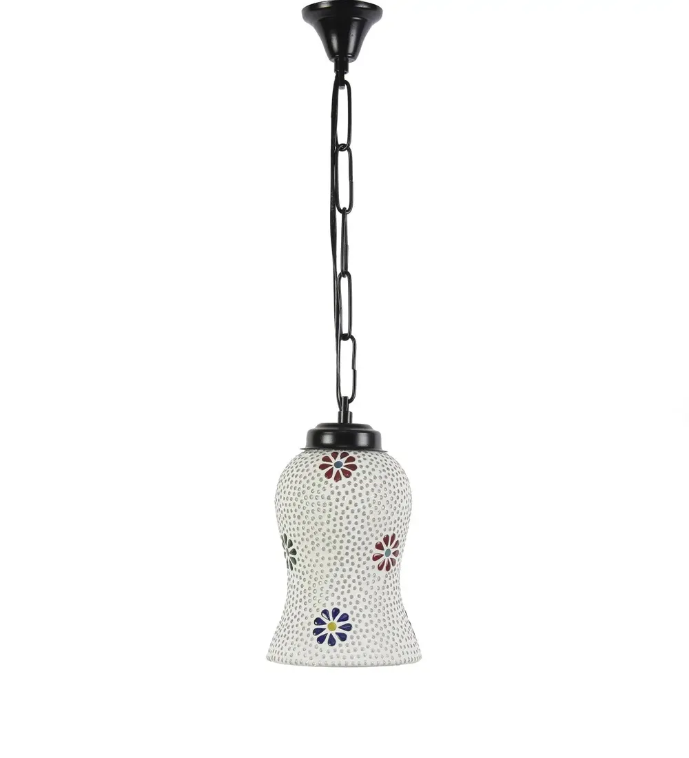 Floral Multicolor Mosaic Hanging Light