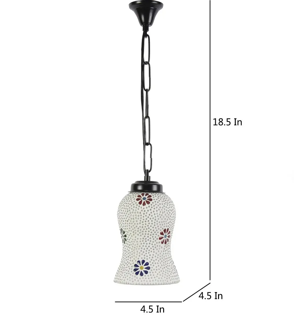 Floral Multicolor Mosaic Hanging Light