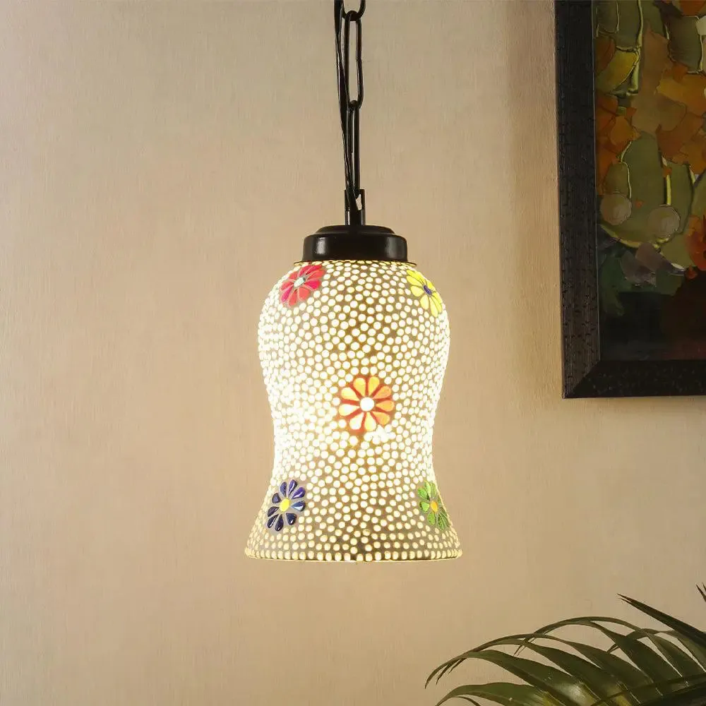 Floral Multicolor Mosaic Hanging Light