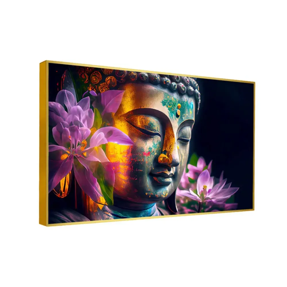Floral Nirvana Buddha Canvas Wall Painting With Frame