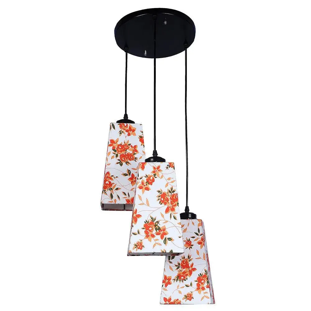 Floral PAttern Cotton Pyramid Hanging Lights
