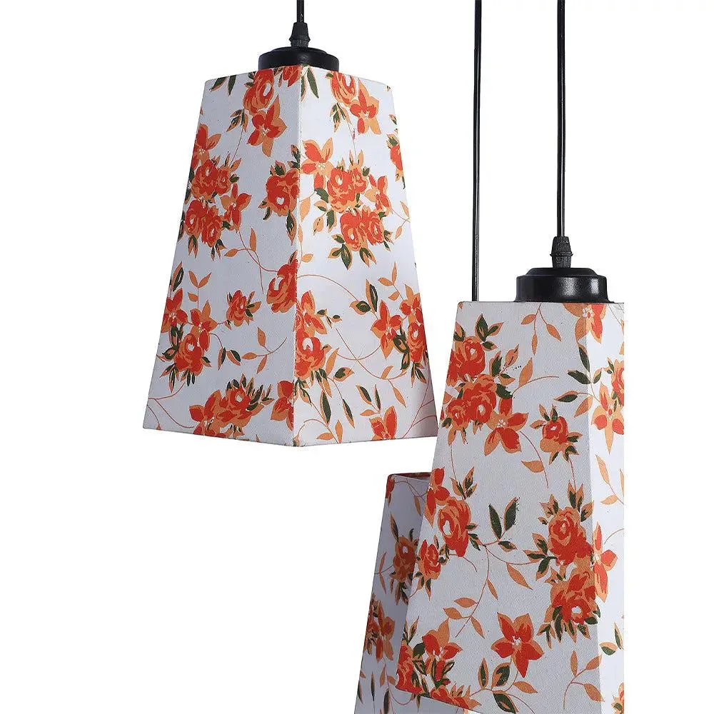 Floral PAttern Cotton Pyramid Hanging Lights