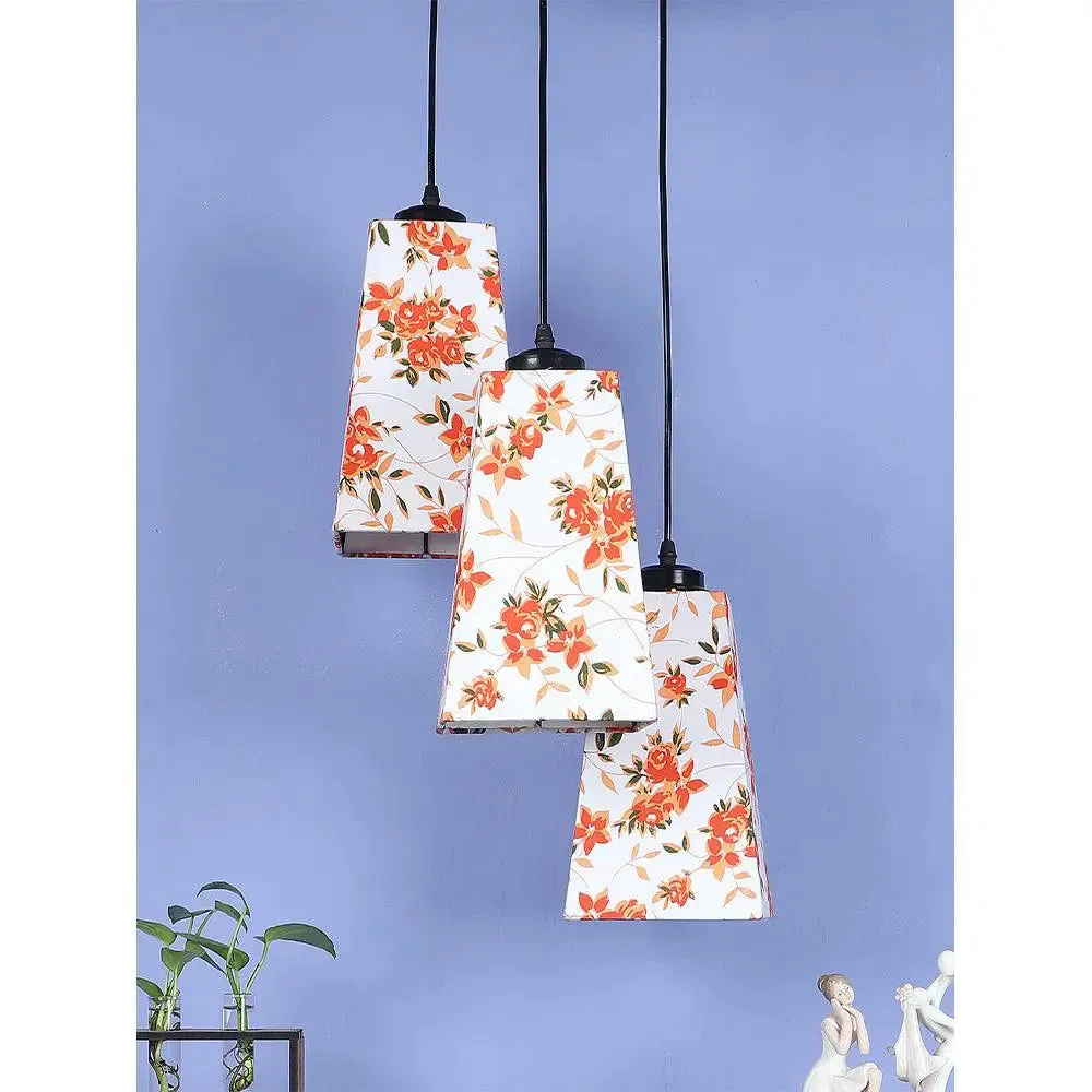 Floral PAttern Cotton Pyramid Hanging Lights