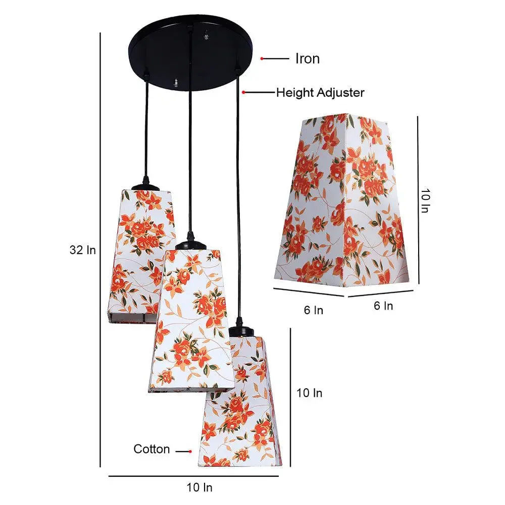 Floral PAttern Cotton Pyramid Hanging Lights