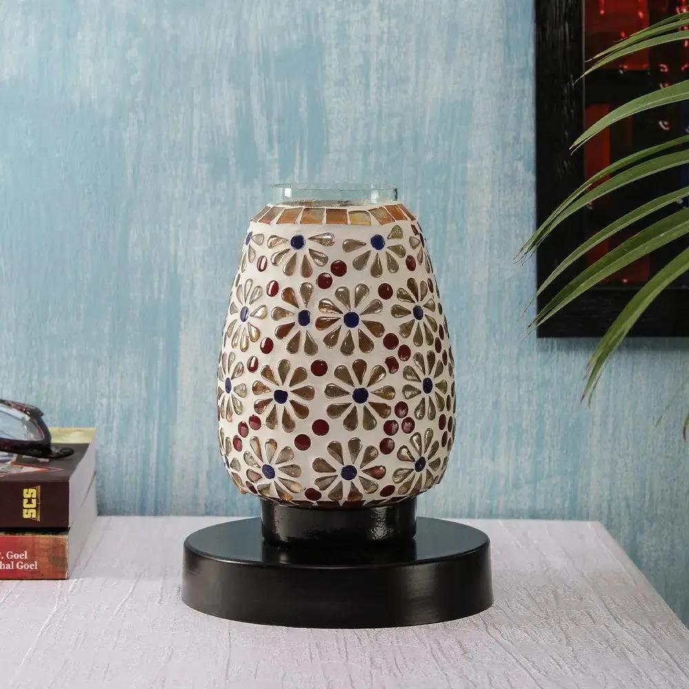 Floral Pattern Multicolor Mosaic Table Lamp