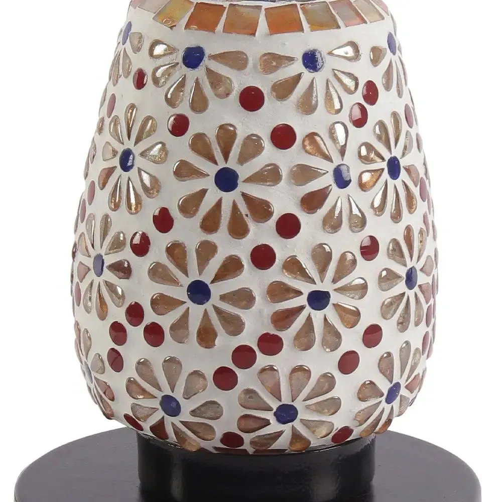 Floral Pattern Multicolor Mosaic Table Lamp
