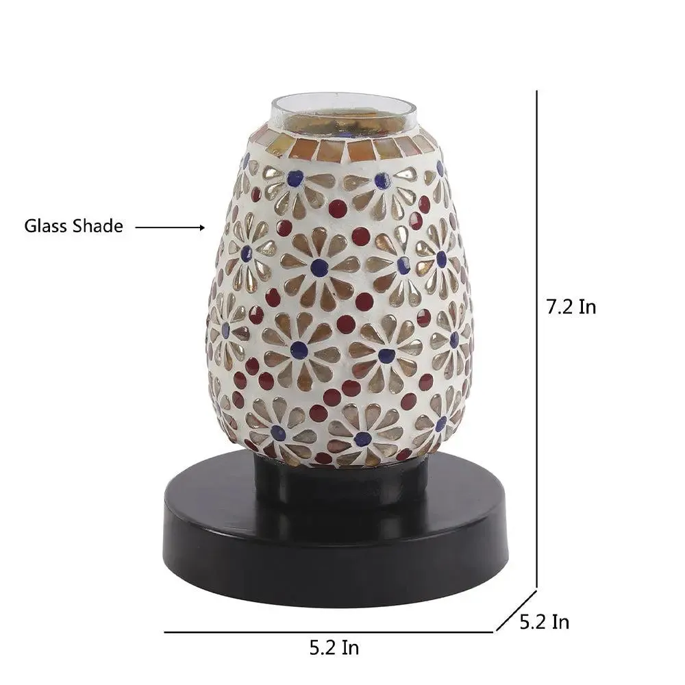 Floral Pattern Multicolor Mosaic Table Lamp