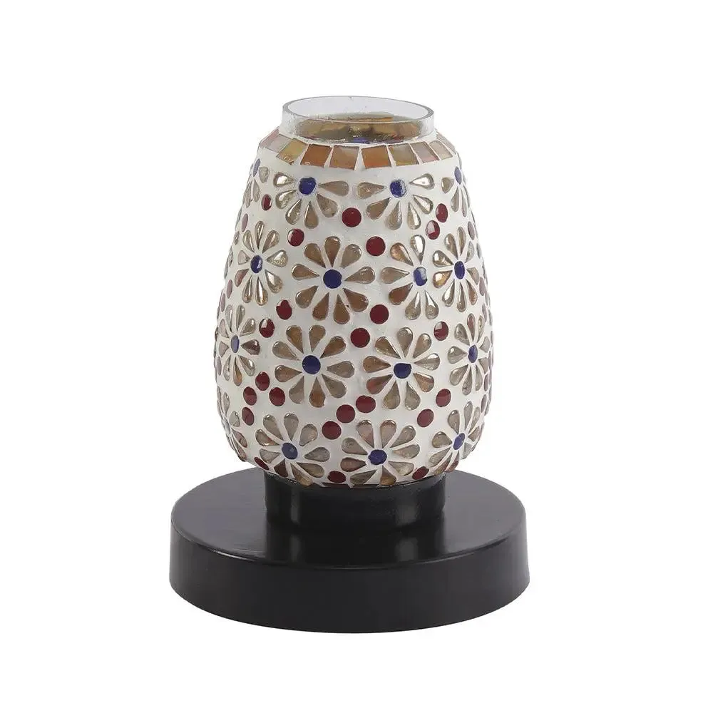Floral Pattern Multicolor Mosaic Table Lamp