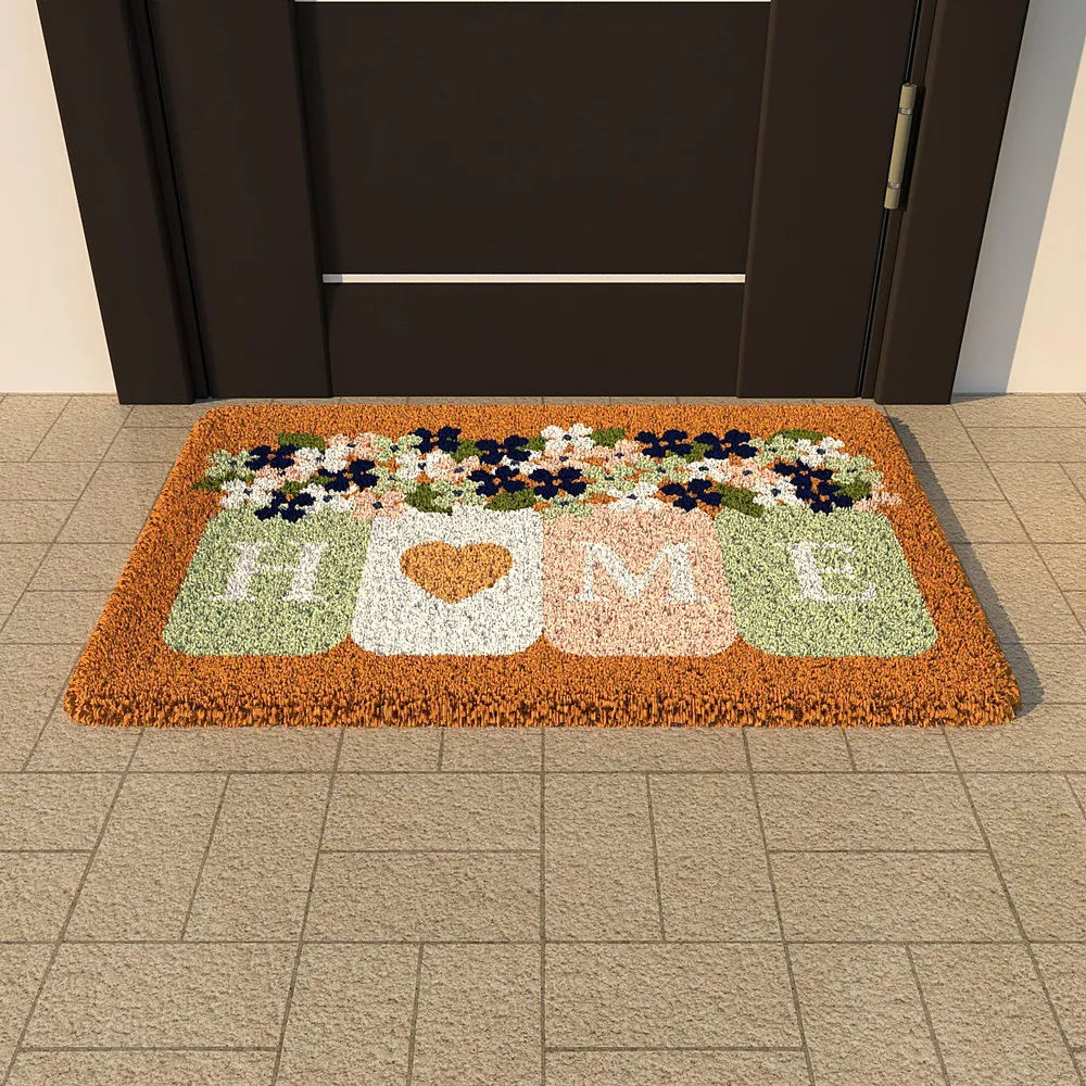 Floral Patterned Woolen Door Mat