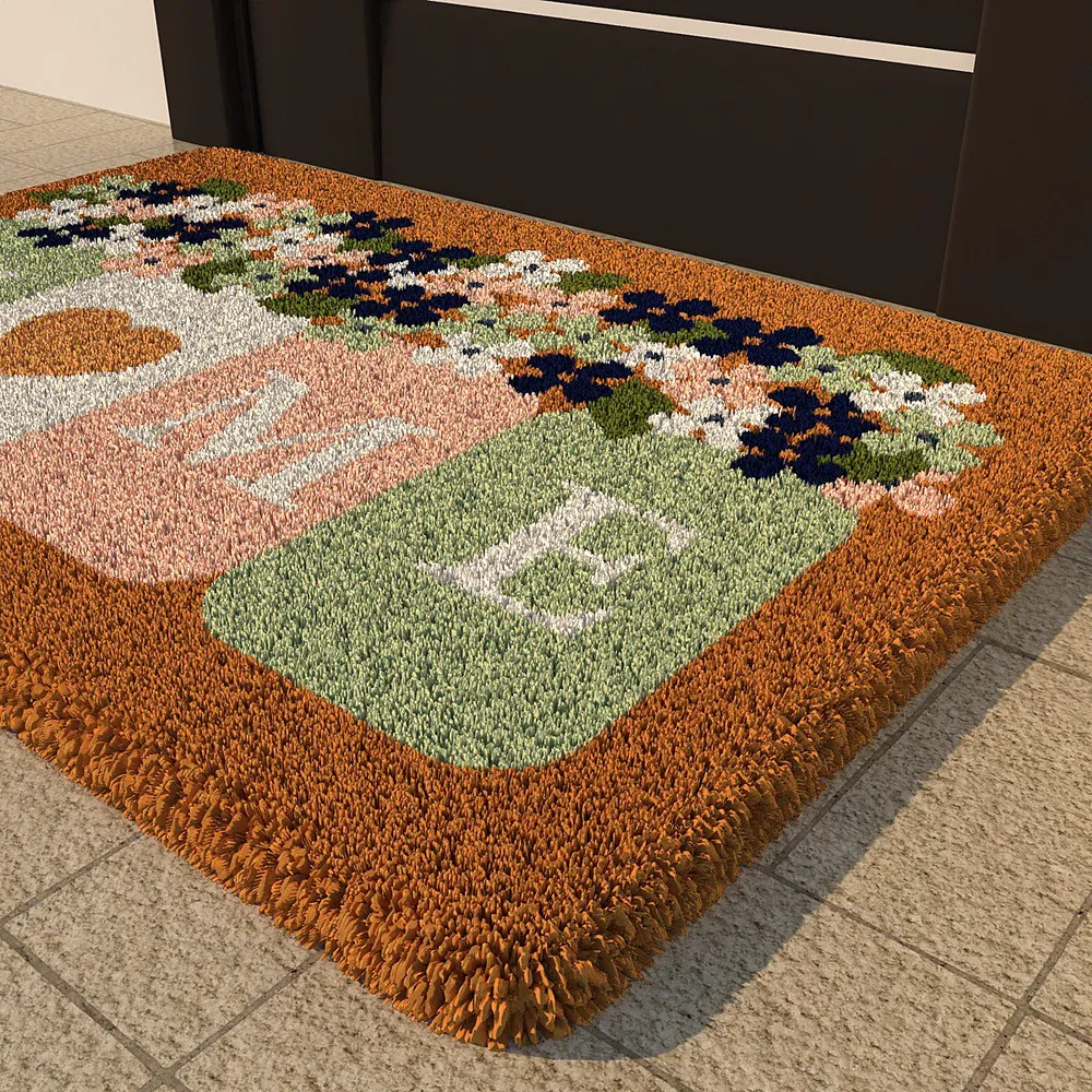 Floral Patterned Woolen Door Mat