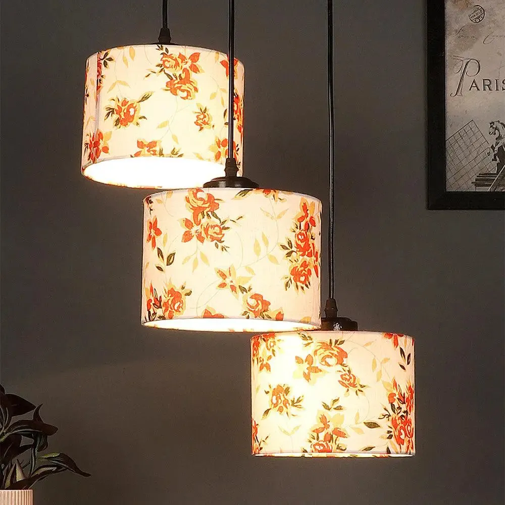 Floral Print Multicolor Cluster Hanging Light