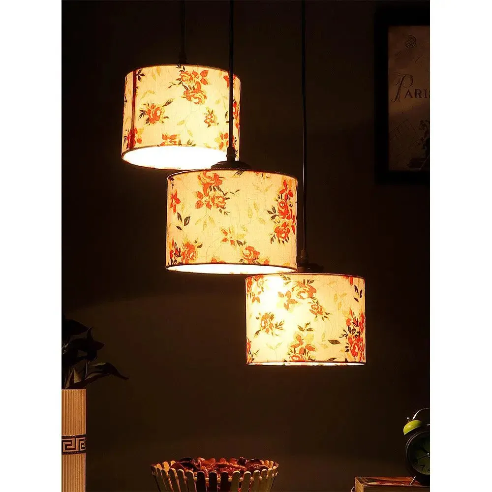 Floral Print Multicolor Cluster Hanging Light