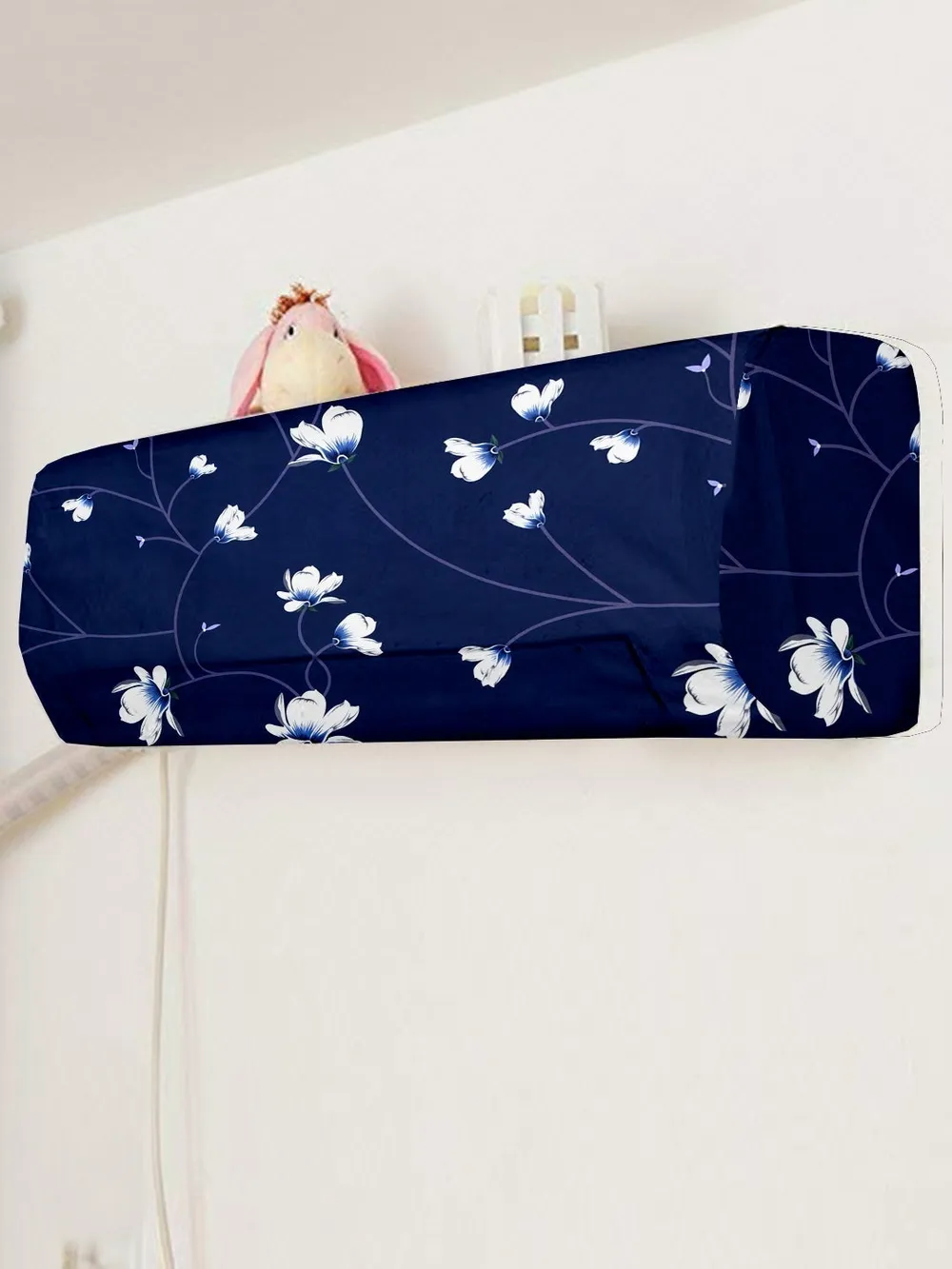 Floral Printed Blue Split Ac Cover 1 Ton