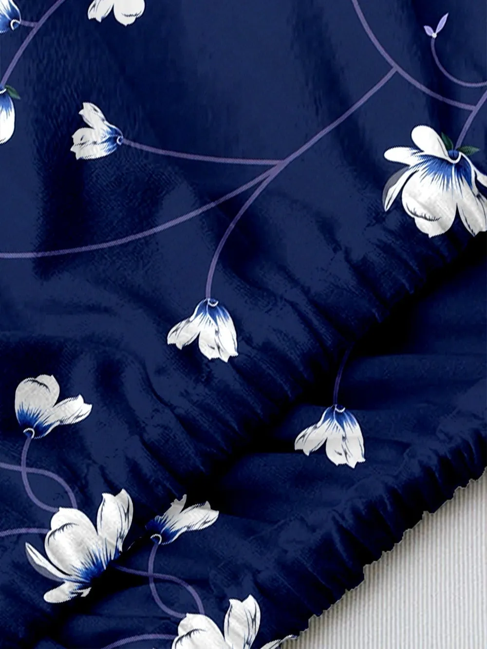 Floral Printed Blue Split Ac Cover 1 Ton