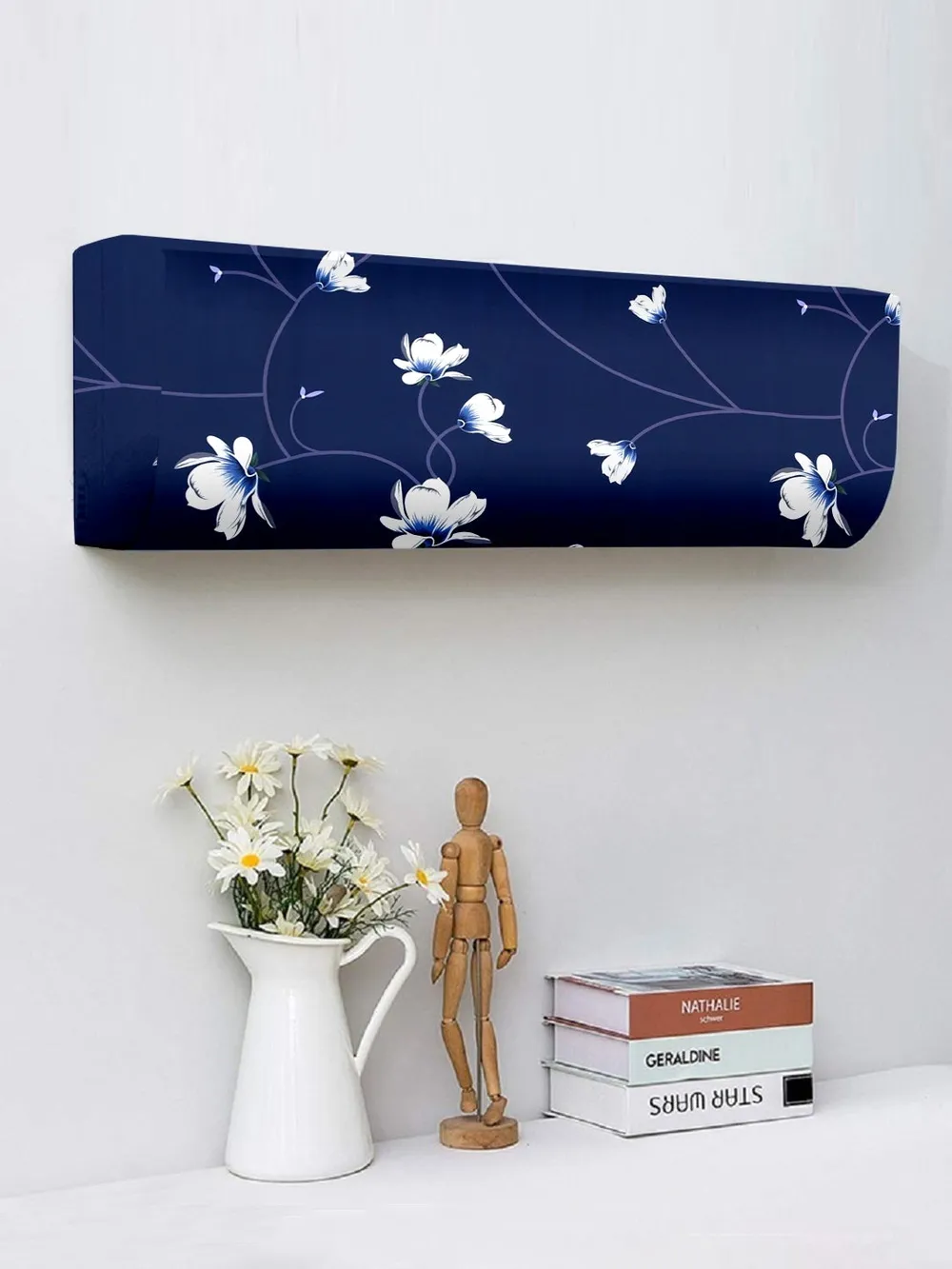 Floral Printed Blue Split Ac Cover 1 Ton