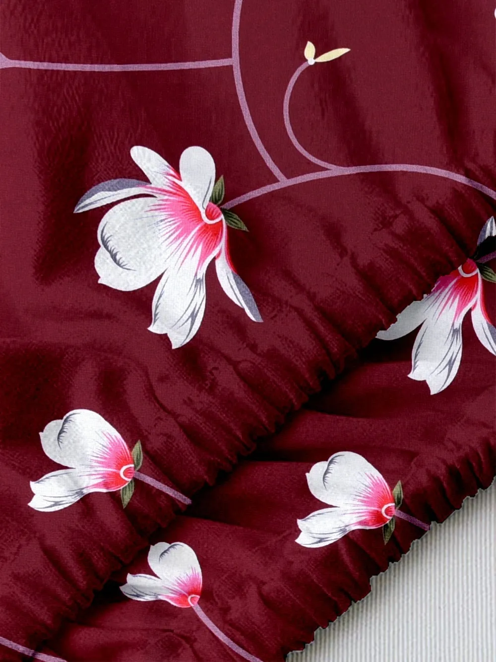 Floral Printed Maroon Split Ac Cover 1 Ton