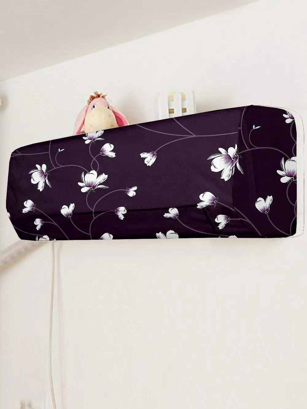 Floral Printed Purple Split Ac Cover 1 Ton