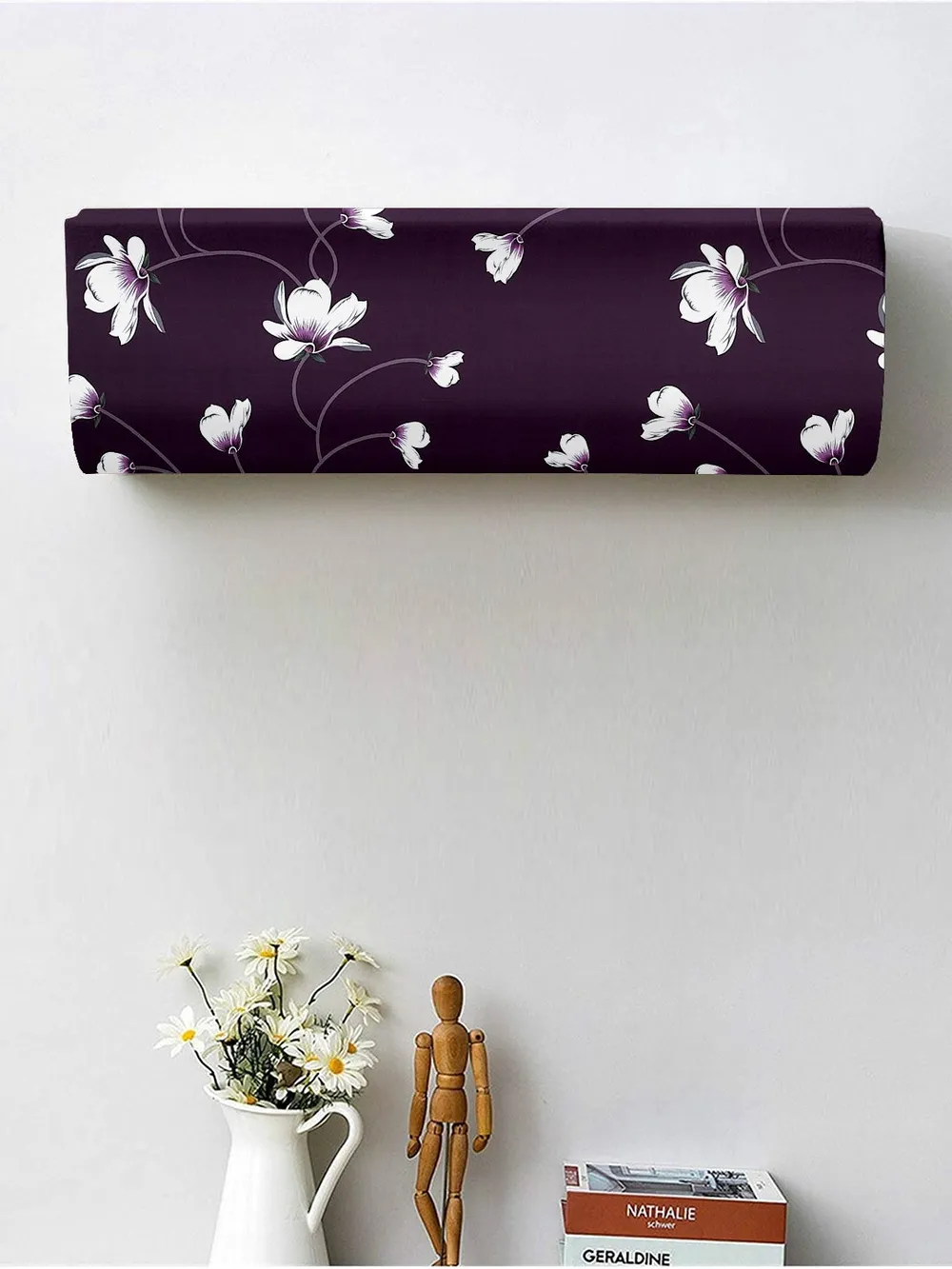 Floral Printed Purple Split Ac Cover 1 Ton