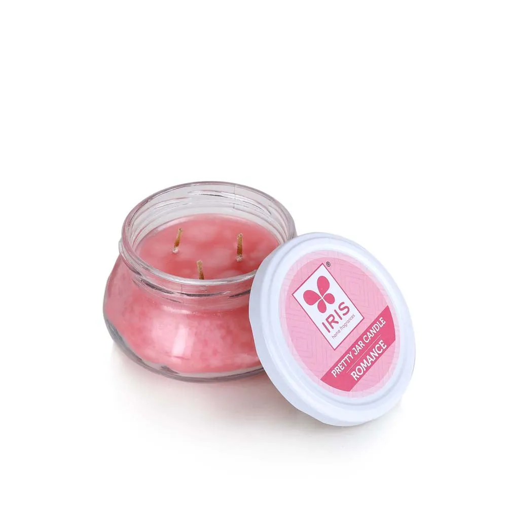 Floral Scented Glass Matki Candle Jar with a Lid- Pink