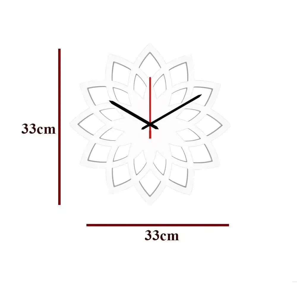 Floral Shape in White Color Wooden Wall Clock