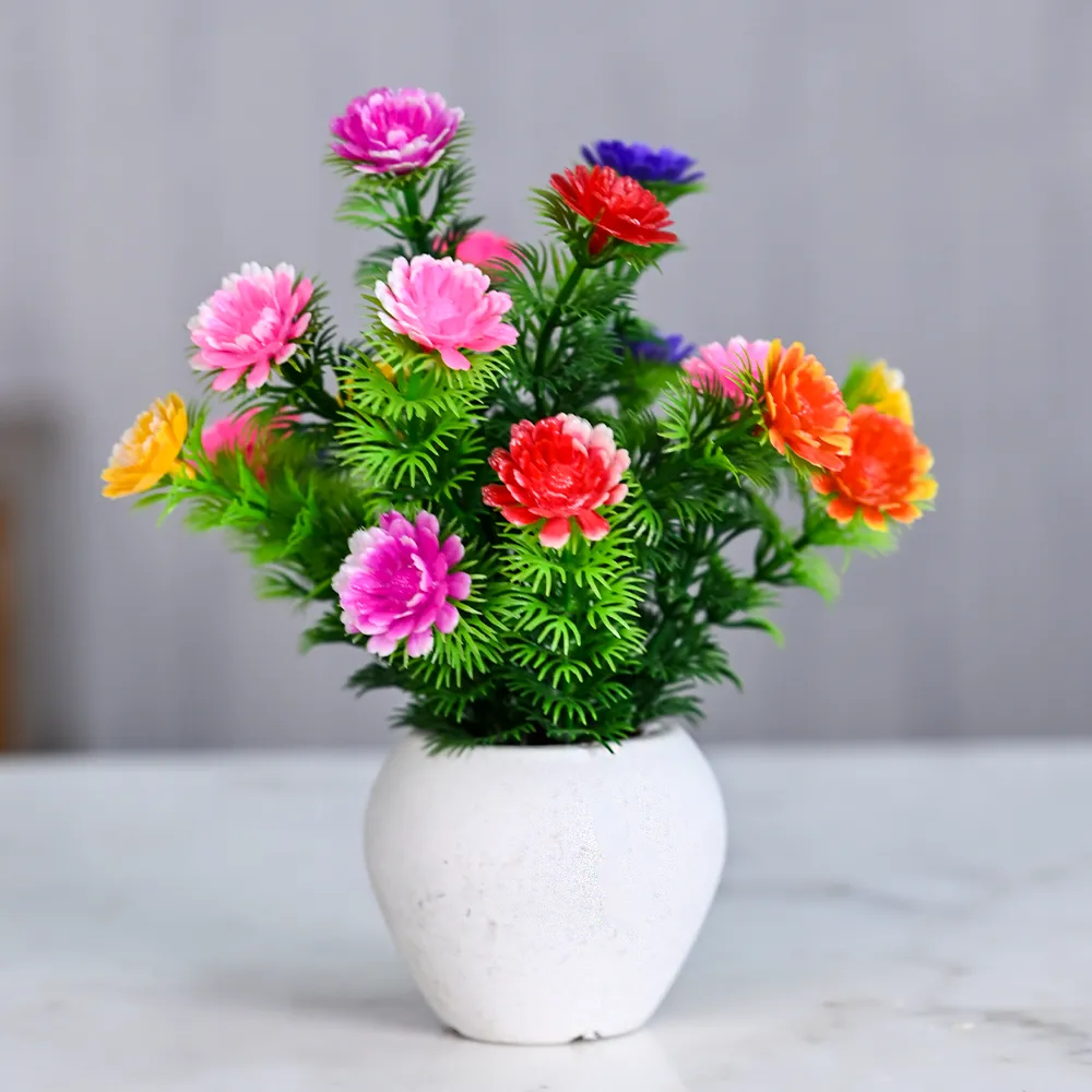 Floresecnt Flowers Artificial Bunch With Pot Single Piece